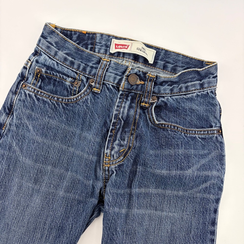 Levis 505‎ Straight Jeans Kids 12 Slim Blue Medium Wash Denim 24x26